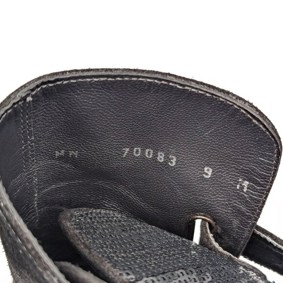 Stuart Weitzman Women Paragraph Black Suede Sequins Wedge Ankle Boots sz 9 - Picture 7 of 9